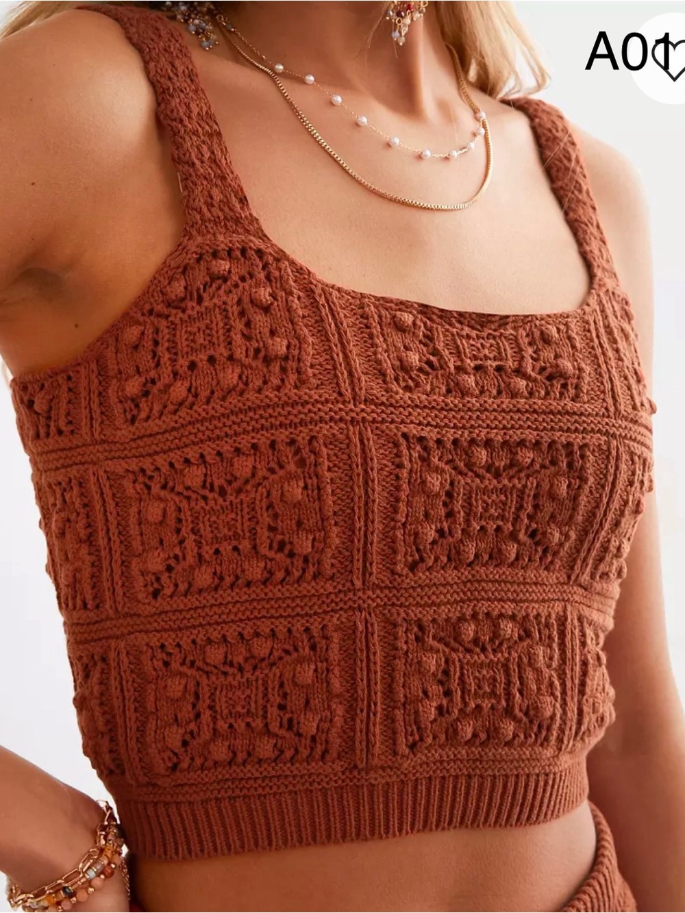 Arizona Jean Company Rust Orange Crochet Knit Crop Top - Picture 1 of 6